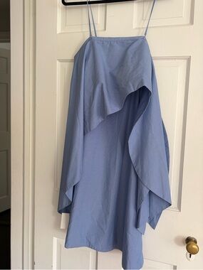 Rosie Assoulin Light Blue Draped Spaghetti-Strap Top